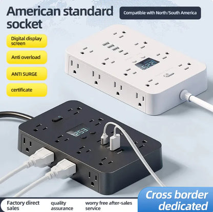 American Standard Power Strip with 16 Outlets, 3 USB & 2 Type-C Ports
