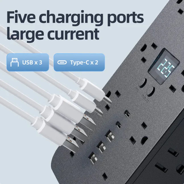 American Standard Power Strip with 16 Outlets, 3 USB & 2 Type-C Ports
