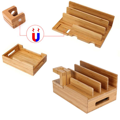 Wooden Phone Stand with Multi-Function Charging Box